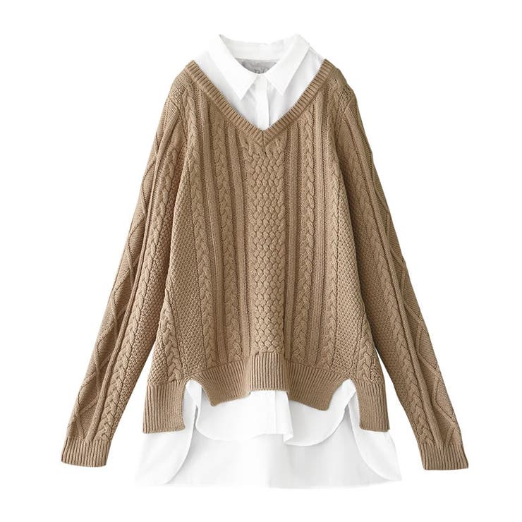 N Orlabelシャツドッキングvネックニット 品番 Mitw Osharewalker オシャレウォーカー のレディース ファッション通販 Shoplist ショップリスト