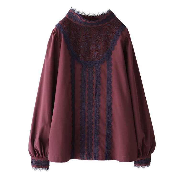 ファッション somari imagination配色レース切替ブラウス[品番：MITW0014791 トップス