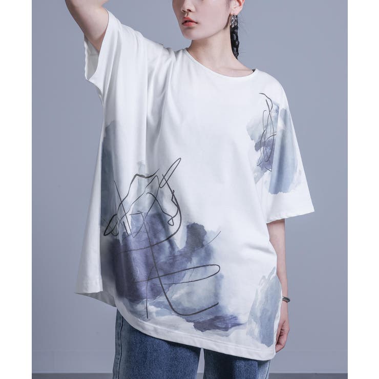 kOhAKU線画×ペイント風Tシャツ[品番:MITW0015211 kOhAKU線画×ペイント風Tシャツ[品番:MITW0015211