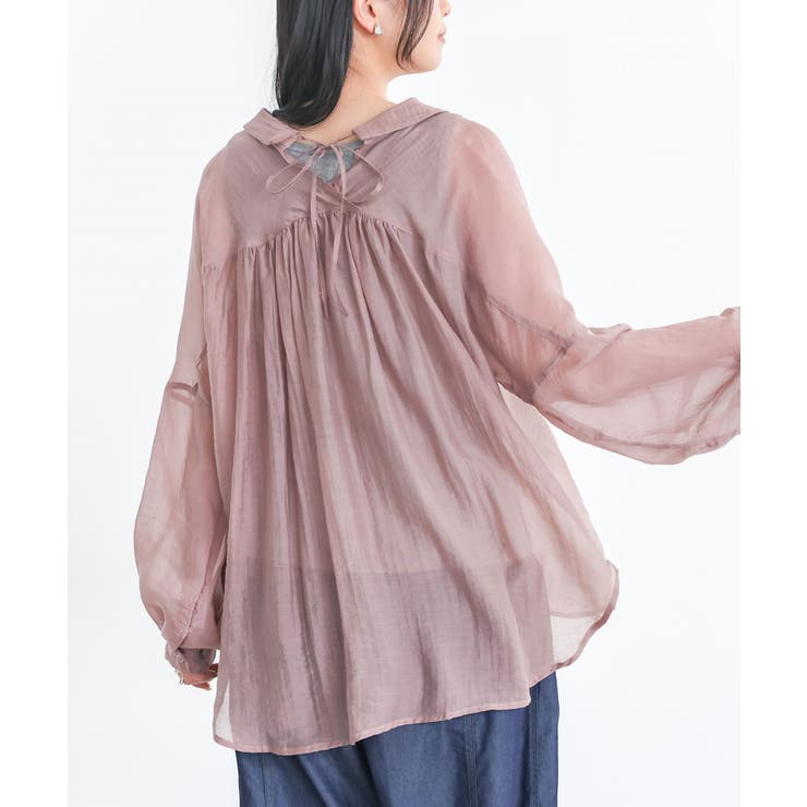 スモーキーピンク | n'OrLABELバックリボンシアーシャツ | osharewalker