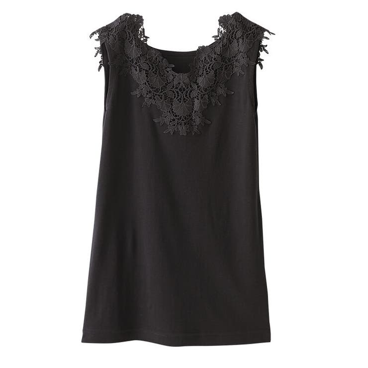 ブラック | n'OrLABEL幅広レースコットンタンク | osharewalker