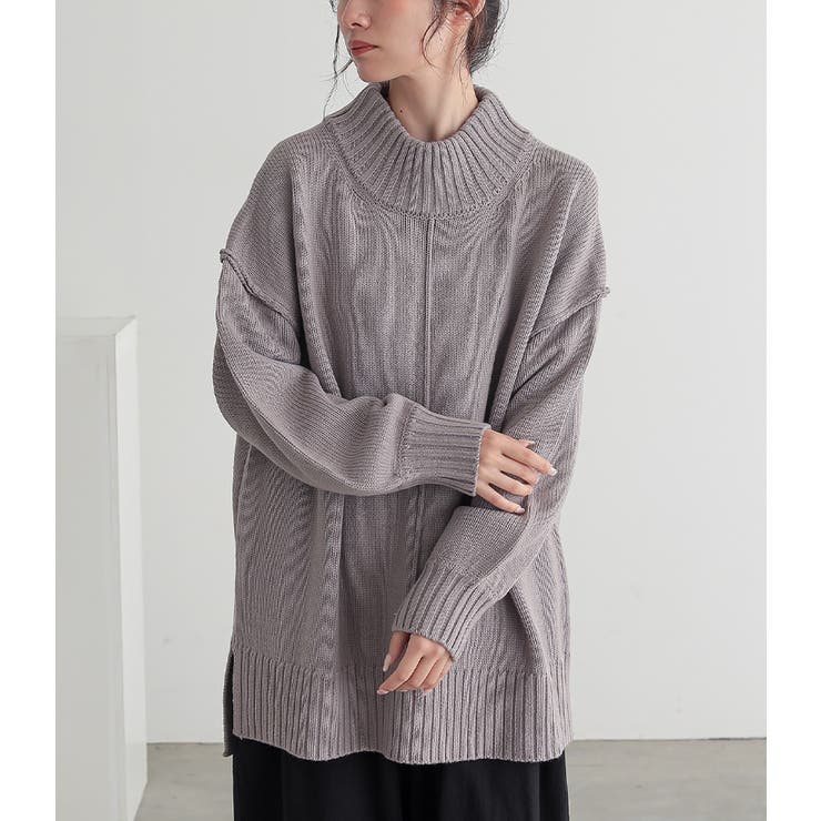 グレー | n'OrLABELハイネックアウトリンキングニット  | osharewalker