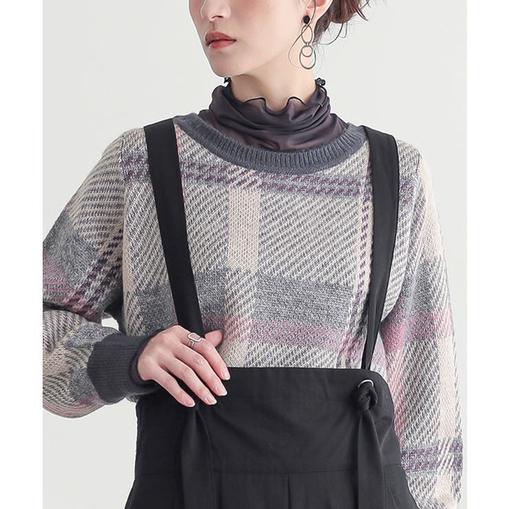 グレー×トープ | n'OrLABELタートルネックシアー切替カットソー | osharewalker