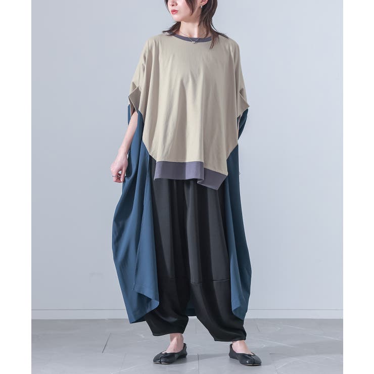 グレージュ | kOhAKU異素材ドッキング変形デザインカットソー  | osharewalker