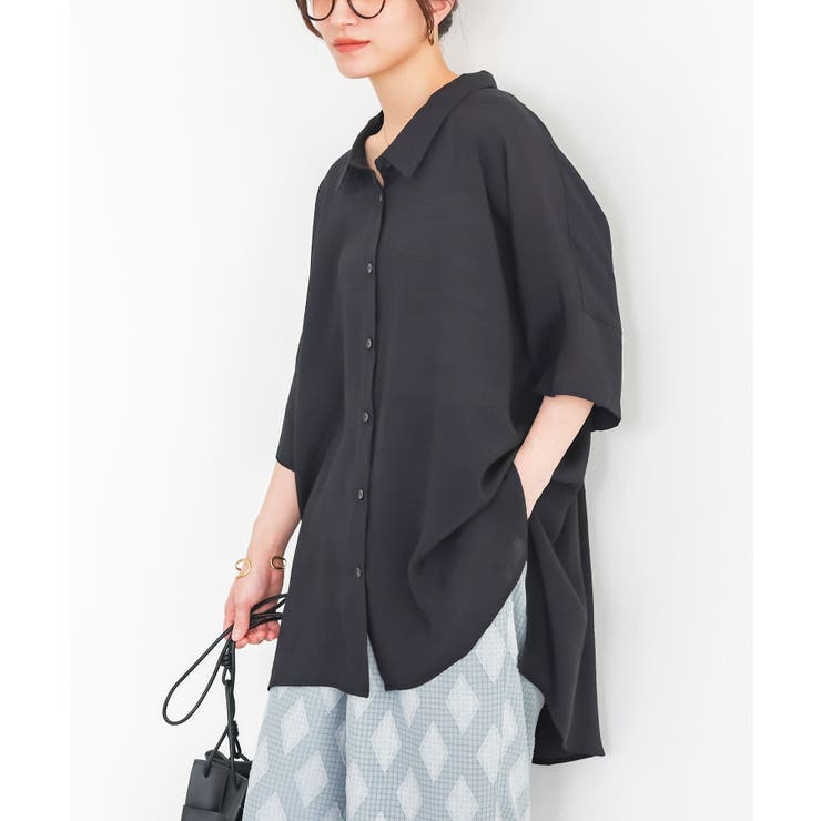 ブラック | n'OrLABELゆるひら涼スラブロングシャツ | osharewalker