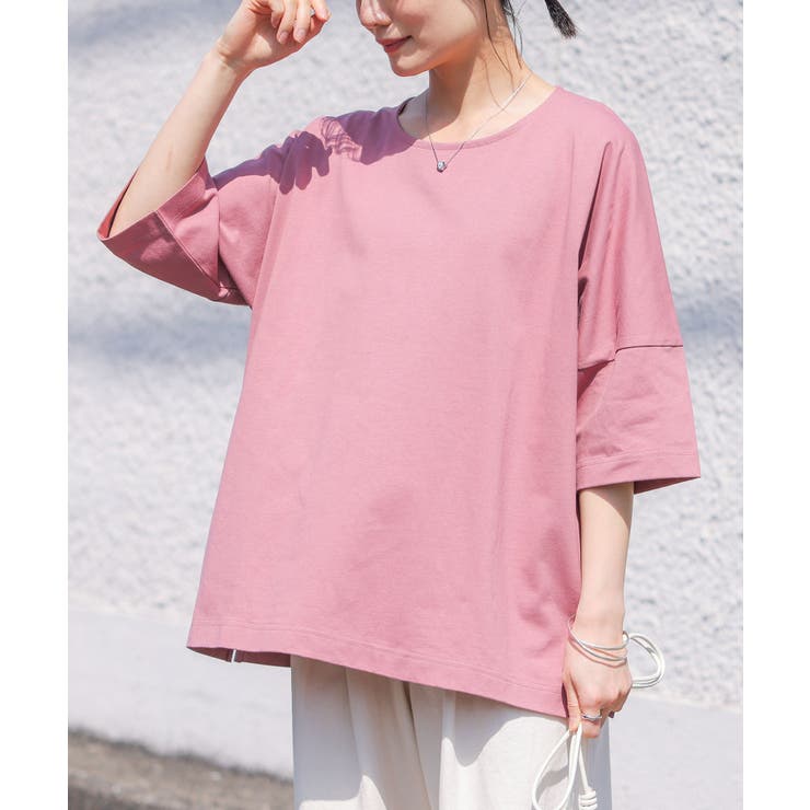 ピンクアーモンド | n'OrLABEL汗ジミ防止ゆるっとUネックTシャツ | osharewalker