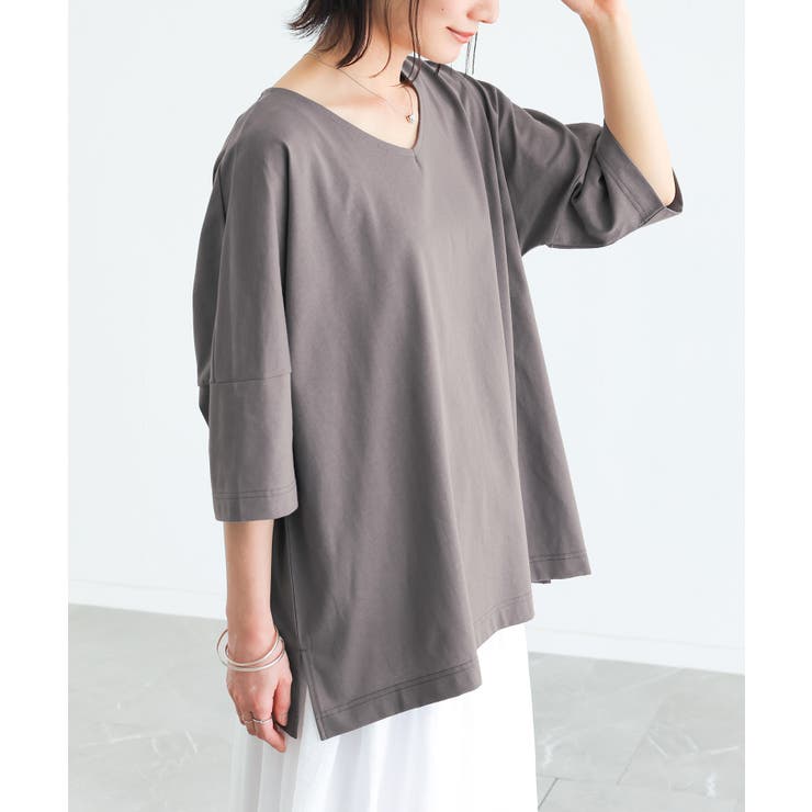 チャコール | n'OrLABEL汗ジミ防止ゆるっとVネックTシャツ | osharewalker