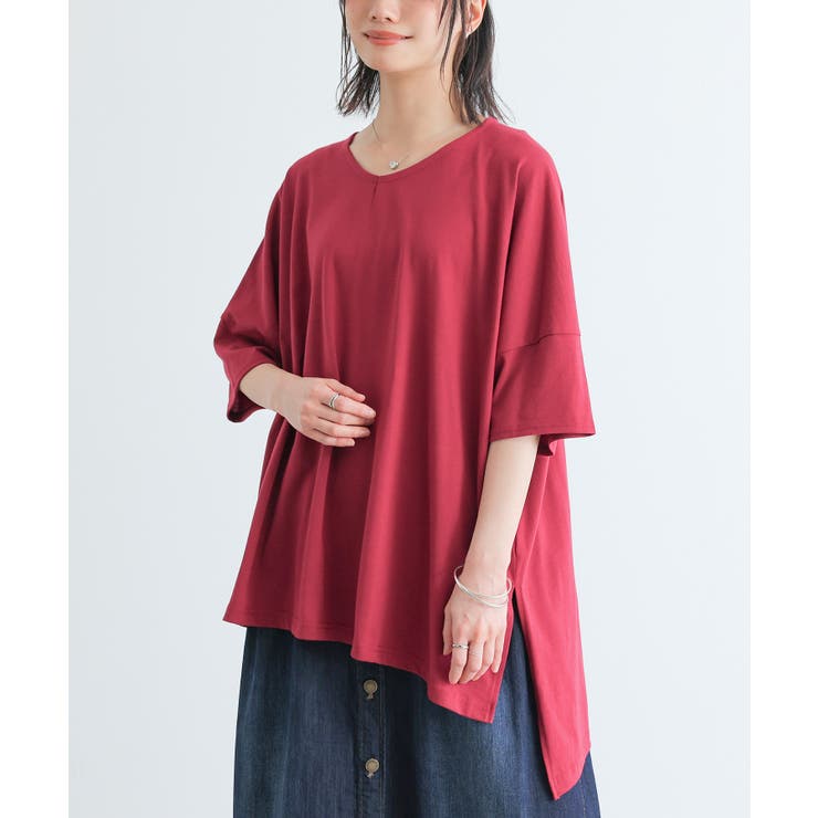 レッド | n'OrLABEL裾アシメビッグカットソー | osharewalker