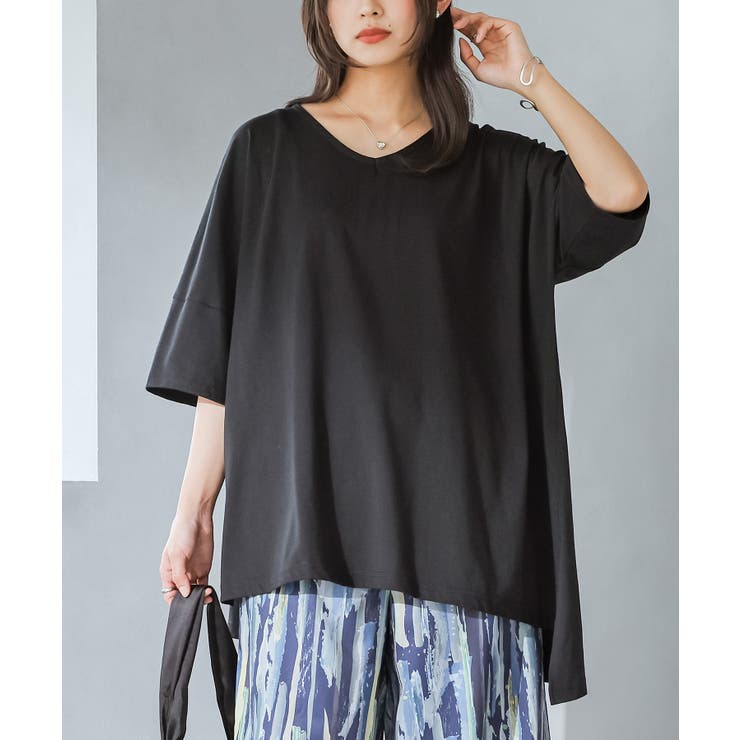 ブラック | n'OrLABEL裾アシメビッグカットソー | osharewalker