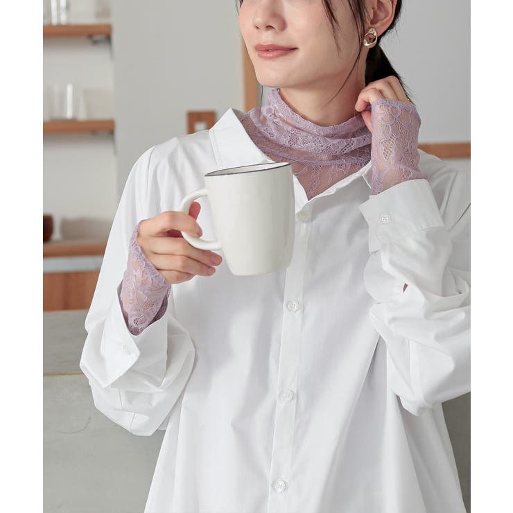 グレイッシュラベンダー | n'OrLABELあったかタートルネックレース切替ロンT | osharewalker