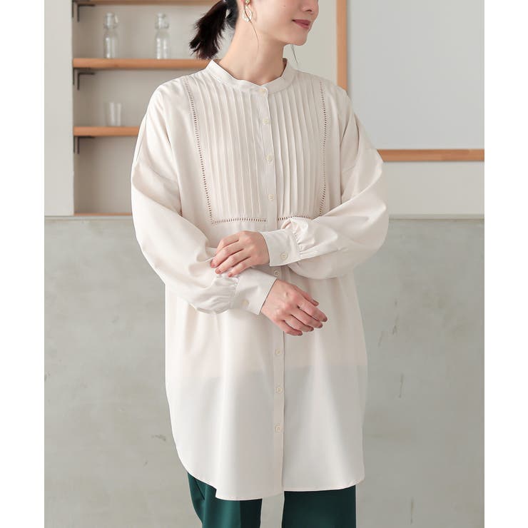 ライトベージュ | n'OrLABELピンタックはしごレースブラウス | osharewalker