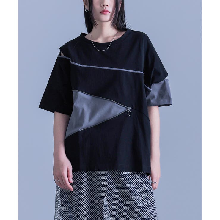kOhAKUアシンメトリー配色デザインTシャツ[品番：MITW0016794