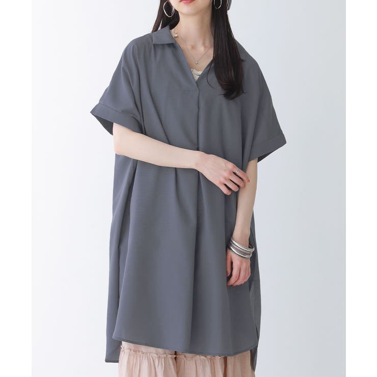 n'OrLABELスキッパーチュニック丈シャツブラウス[品番