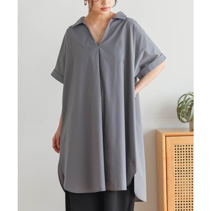 n'OrLABELスキッパーチュニック丈シャツブラウス[品番：MITW0016639