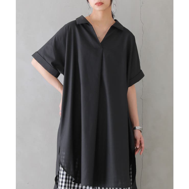 【美品　サイズ3】プリーツプリーズ　チュニック ブラック　オーバーサイズシャツ Tiaclasse ブラウス シャツ 「新色追加・洗える」サイドプリーツ