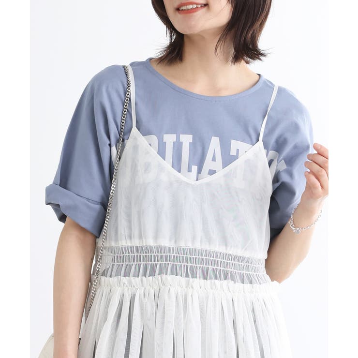 A.グレイッシュブルー | n'OrLABEL汗ジミ防止ゆるっとロゴTシャツ | osharewalker