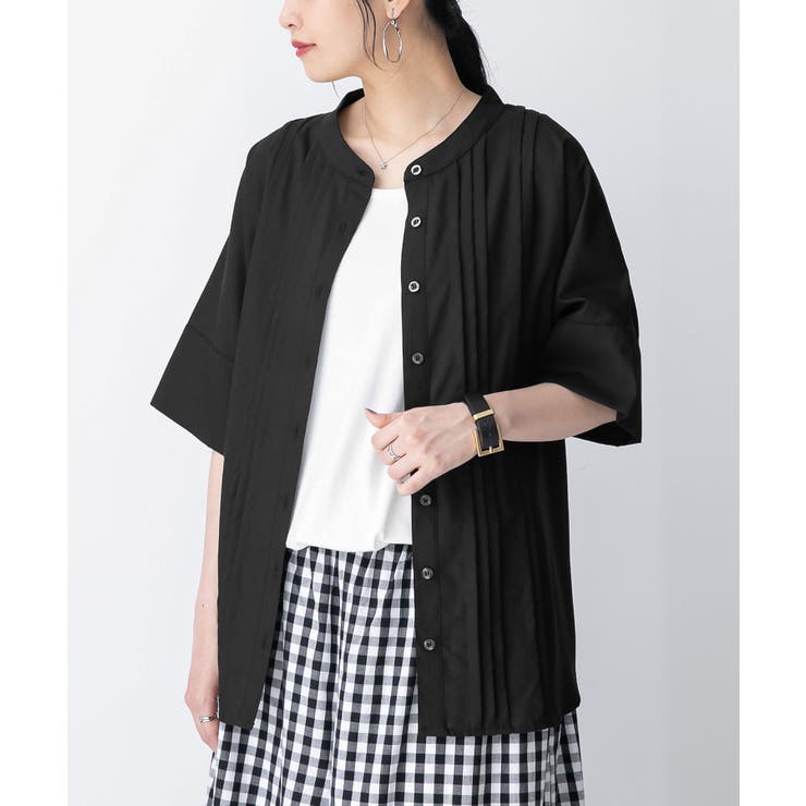 【12月スーパーSALE 15%OFF】 n'OrLABELピンタックバンドカラーブラウス[品番：MITW0016726 トップス