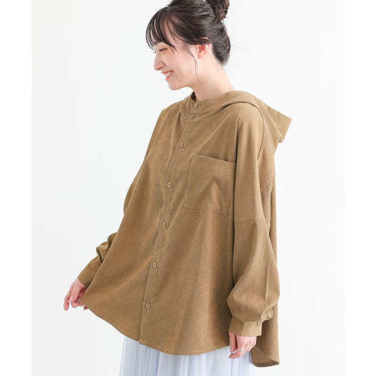ベージュ | n'OrLABELコーデュロイフーディーシャツ  | osharewalker