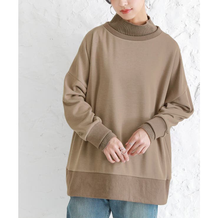 モカ | n'OrLABEL裏シャギー異素材ニットリブトップス | osharewalker