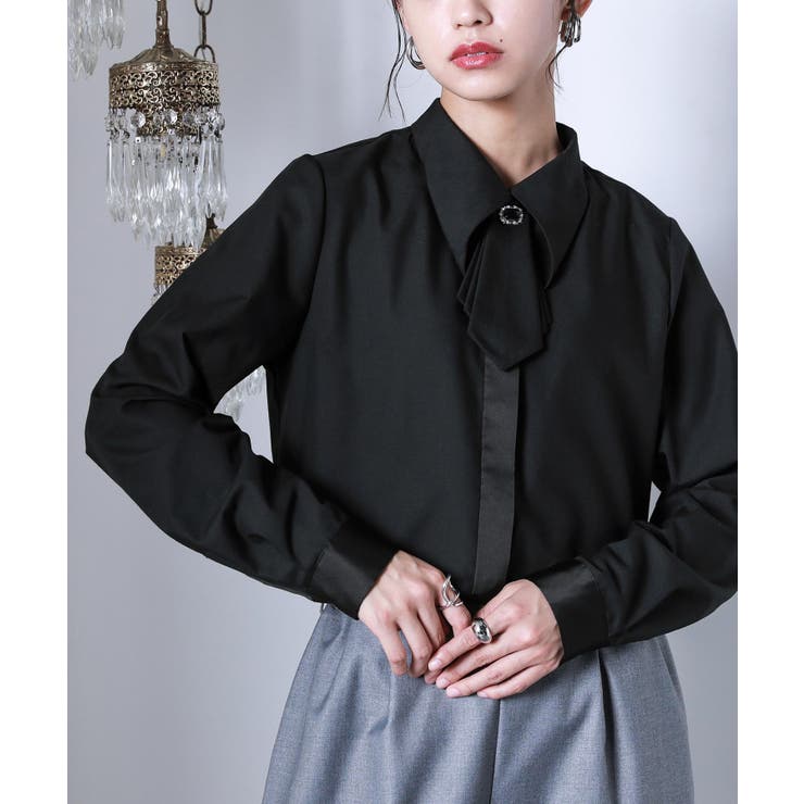 ブラック | kOhAKU取り外しタイ付きシャツ | osharewalker