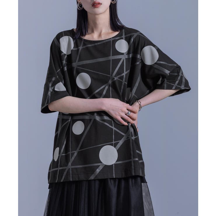 ブランド雑貨総合 kOhAKUランダムドット柄モードTシャツ[品番：MITW0017271 トップス