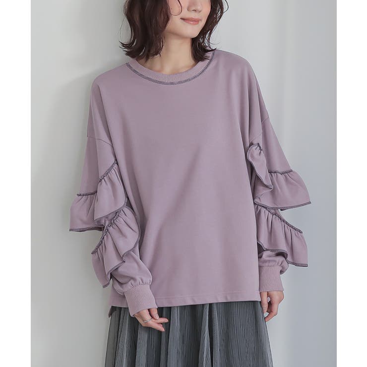 【MUVEIL】フリルデザインスウェット　美品 2025年最新】MUVEIL レディース トレーナー・スウェットの人気アイテム