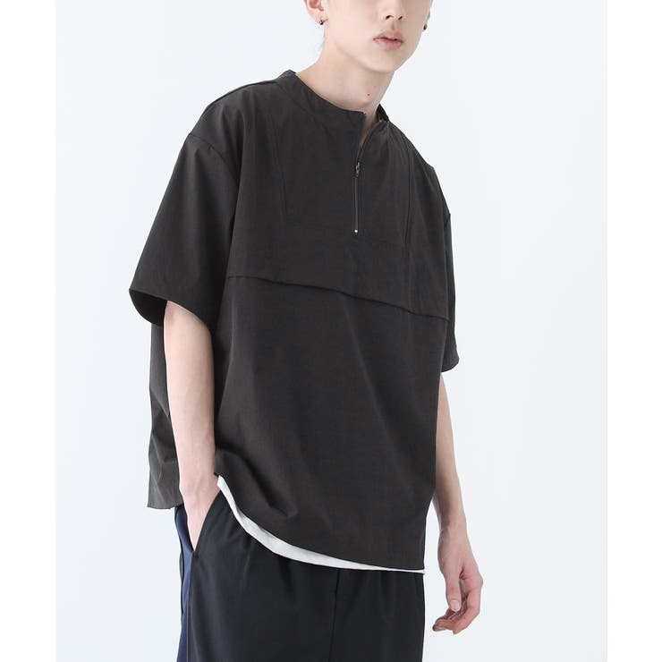 ブラック | n'OrLABELハレアメ撥水ハーフジップアップトップス | osharewalker【MEN】