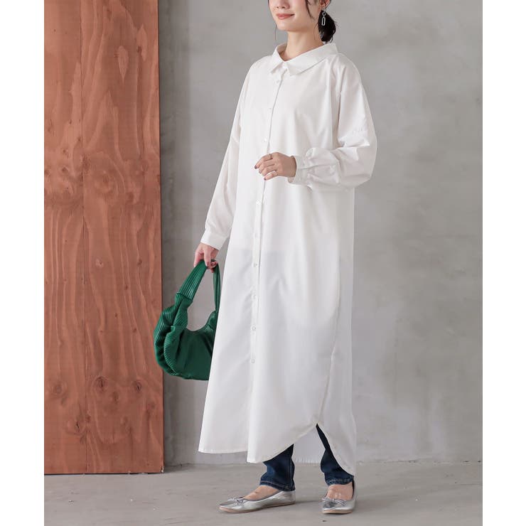 オフホワイト(17) | n'OrLABELシンプルロングシャツワンピ  | osharewalker