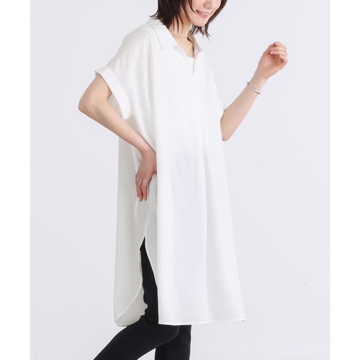 驚きの値段での商品をすべて n'OrLABELスキッパー襟チュニックワンピース[品番：MITW0014442 トップス