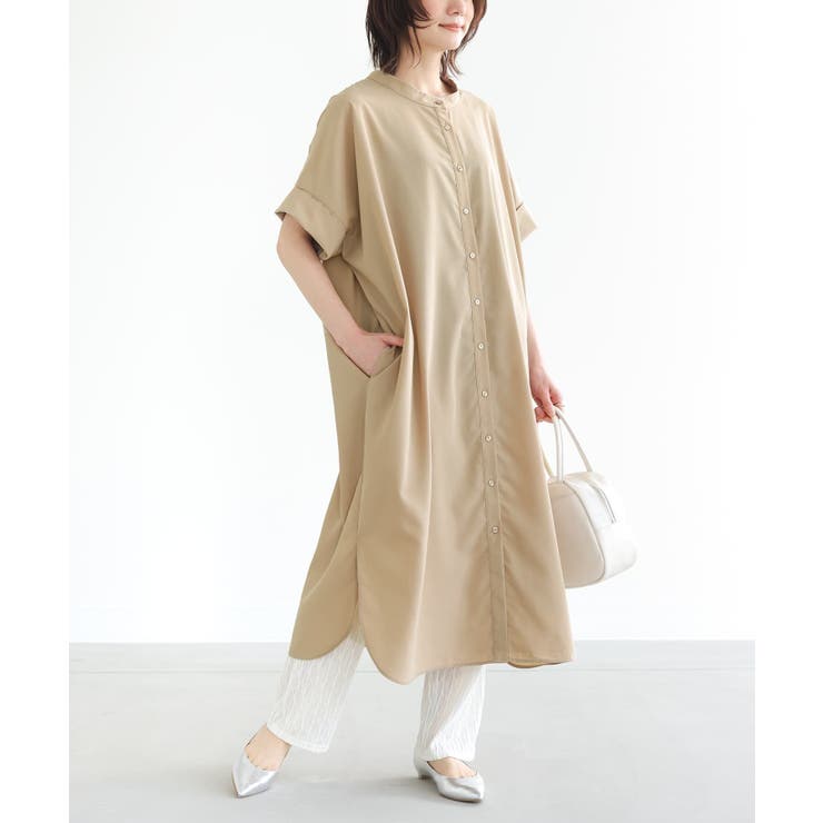 n'OrLABELバンドカラー半袖シャツワンピース[品番：MITW0015193