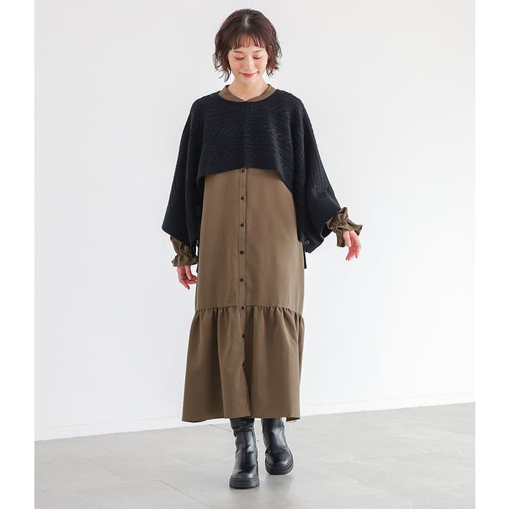 ブラック | n'OrLABELニットベスト×シャツワンピースセット  | osharewalker