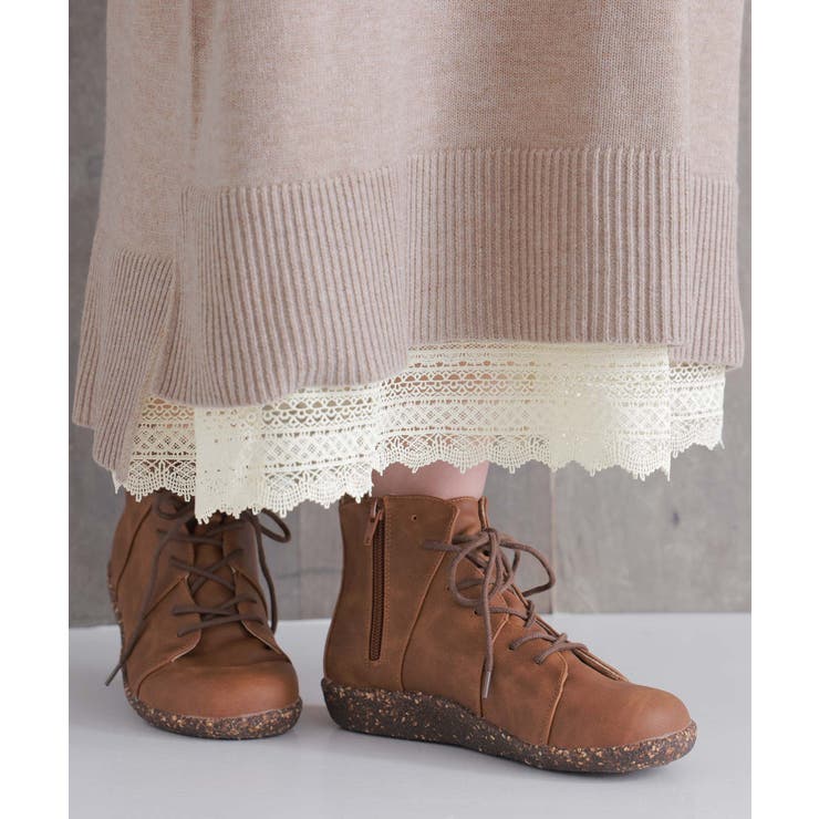 アイボリー | n'OrLABELあったか裏起毛レースペチワンピース  | osharewalker