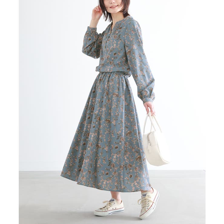 レトロ♡ヴィンテージ風 花柄ワンピース プレーリードレス マキシ丈【Ｍ】春夏秋冬 n'OrLABELヴィンテージ風花柄プリントワンピース[品番：MITW0017173
