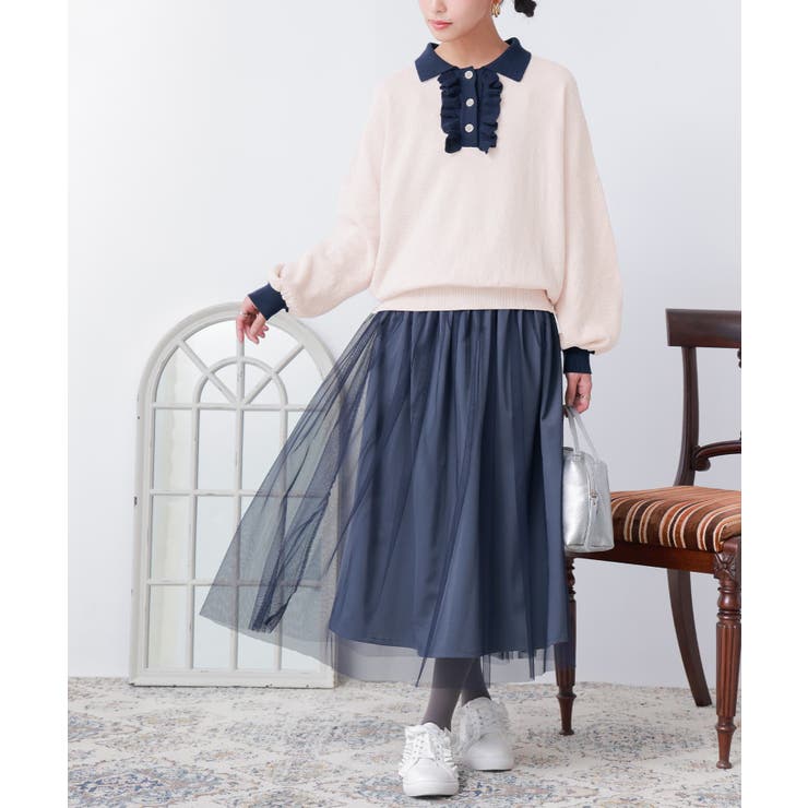 ネイビー | somari imaginationニットポロドッキングワンピース | osharewalker