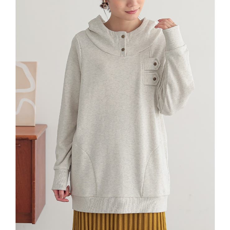 オートミール | n'OrLABELスタンドカラーデザインパーカー  | osharewalker