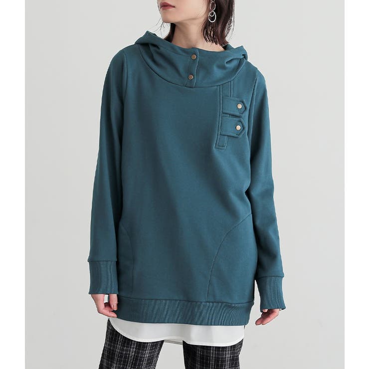 ブルーグリーン | n'OrLABELスタンドカラーデザインパーカー  | osharewalker
