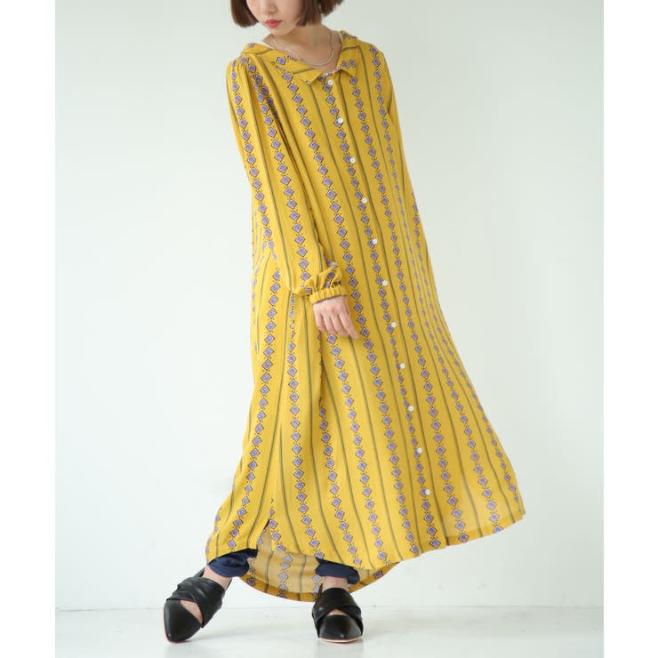 N Orlabelレトロ柄ロングシャツワンピース 品番 Mitw Osharewalker オシャレウォーカー のレディースファッション通販 Shoplist ショップリスト