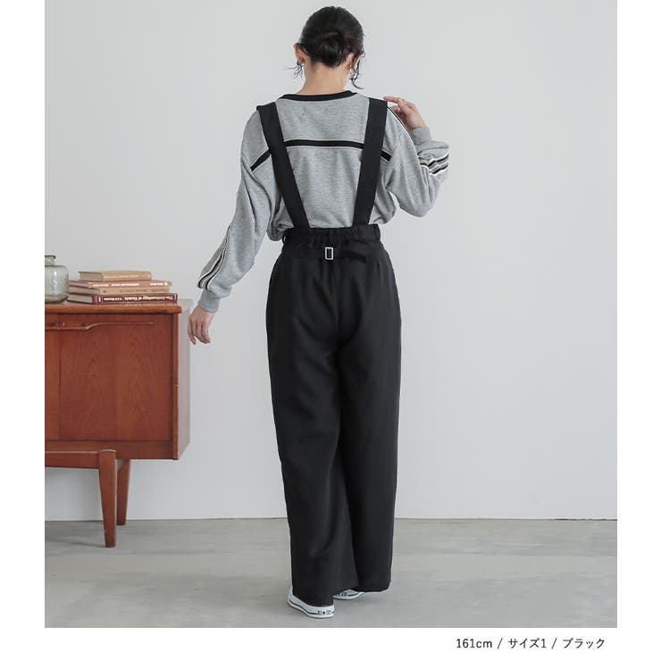 ドレープ スーツパンツ サスペンダースタイル ブラック 韓国 n'OrLABELサスペンダー付きスラックス[品番:MITW0017827