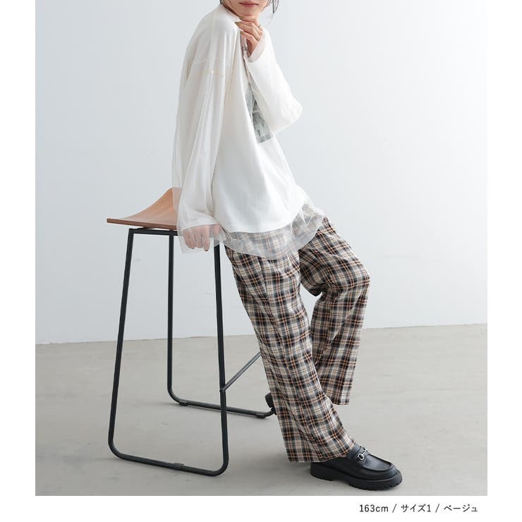 n'OrLABELストレートチェックパンツ[品番:MITW0017844 n'OrLABELストレートチェックパンツ[品番:MITW0017844