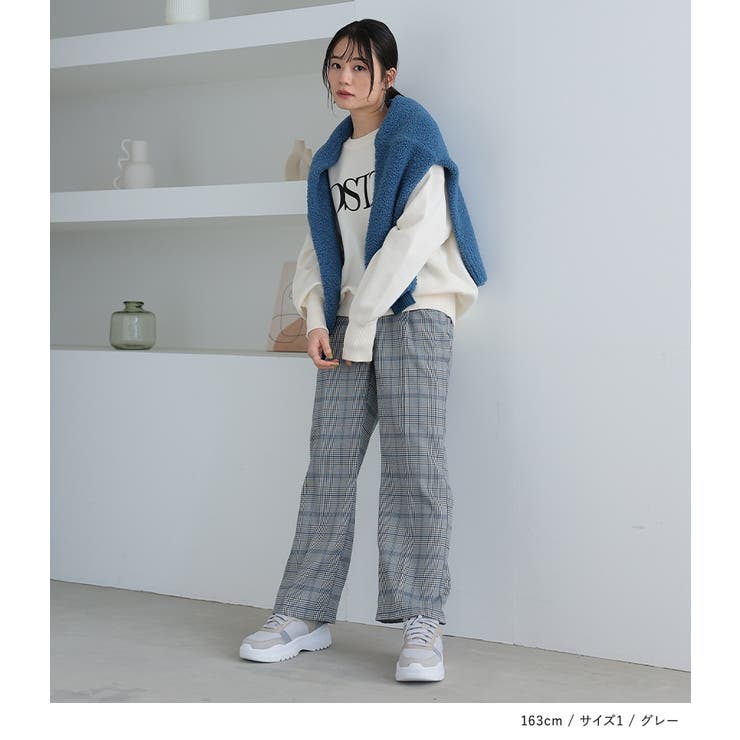 n'OrLABELストレートチェックパンツ[品番:MITW0017844 n'OrLABELストレートチェックパンツ[品番:MITW0017844