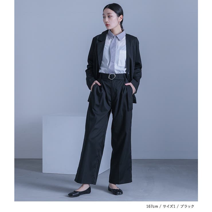kOhAKU変形ベルトバックルタックパンツ | osharewalker | 詳細画像2 