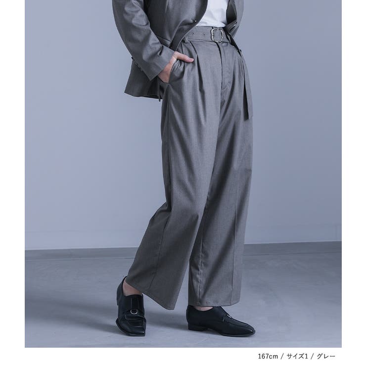 kOhAKU変形ベルトバックルタックパンツ | osharewalker | 詳細画像4 