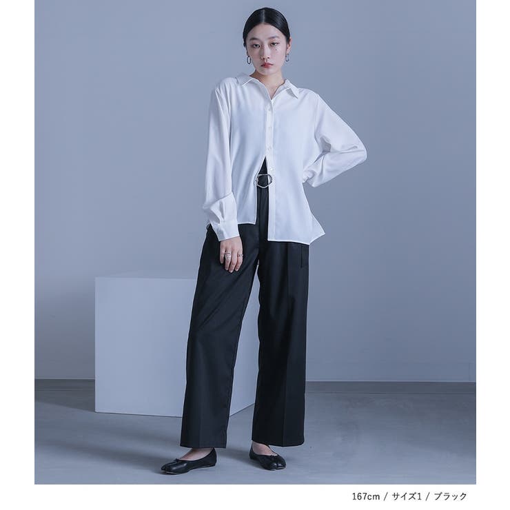 kOhAKU変形ベルトバックルタックパンツ | osharewalker | 詳細画像8 