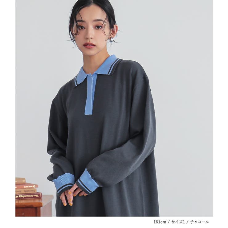 n'OrLABEL配色ラインポロニットワンピース | osharewalker | 詳細画像12 