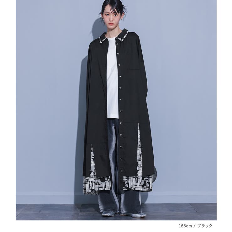 kOhAKU柄ドッキングシャツワンピース  | osharewalker | 詳細画像2 