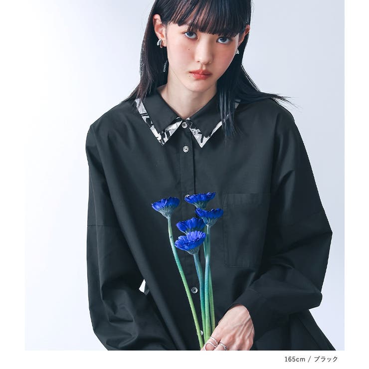 kOhAKU柄ドッキングシャツワンピース  | osharewalker | 詳細画像4 