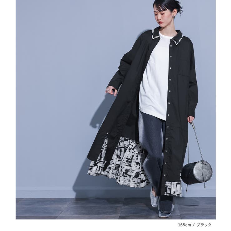 kOhAKU柄ドッキングシャツワンピース  | osharewalker | 詳細画像6 