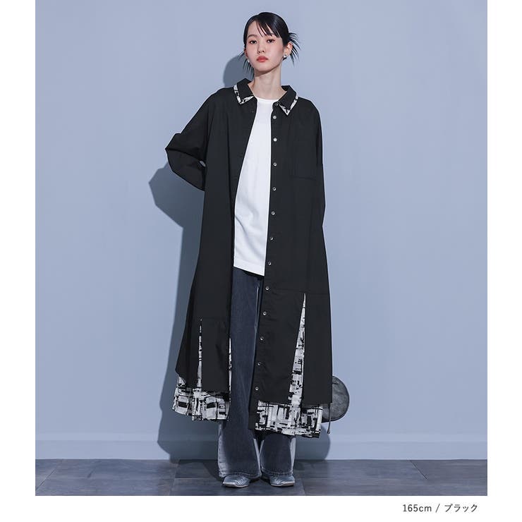 kOhAKU柄ドッキングシャツワンピース  | osharewalker | 詳細画像8 