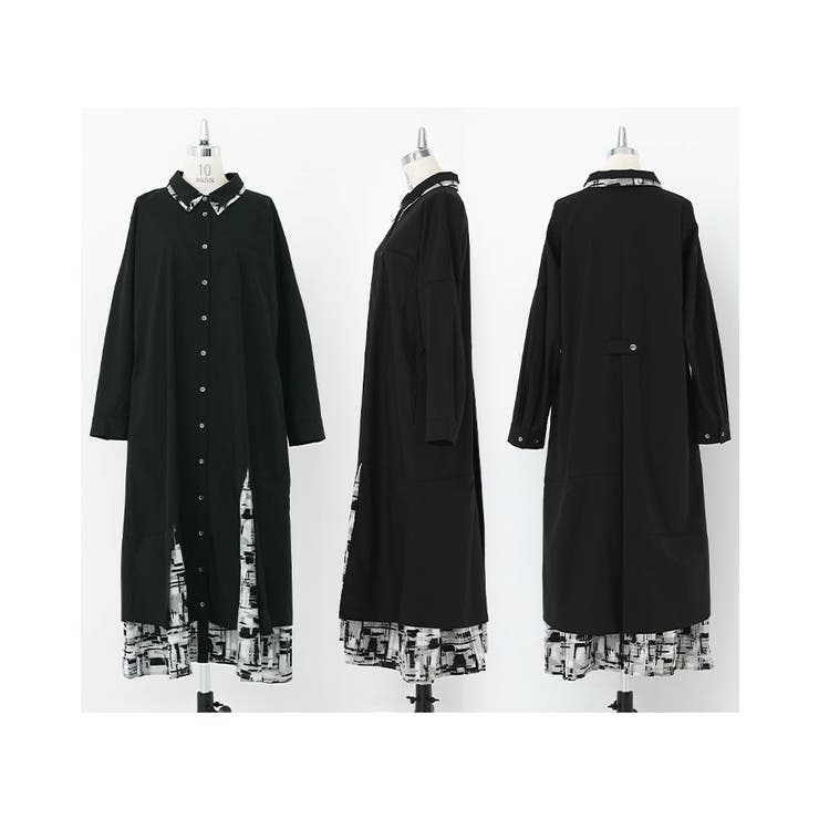 kOhAKU柄ドッキングシャツワンピース  | osharewalker | 詳細画像14 