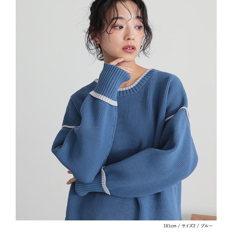 n'OrLABEL配色ラインスポンジニット | osharewalker | 詳細画像15 
